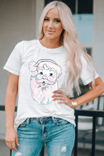 Load image into Gallery viewer, White Cute Santa Claus Graphic Casual Tee
