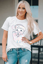 Load image into Gallery viewer, White Cute Santa Claus Graphic Casual Tee