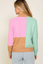 Load image into Gallery viewer, Multicolour Colorblock Mock Neck Ribbed Trim Sweater
