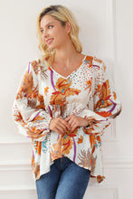 Load image into Gallery viewer, Multicolour Floral Print V Neck Babydoll Blouse