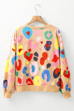 Load image into Gallery viewer, Khaki Multicolor Leopard Printed Drop Shoulder Pullover Sweatshirt