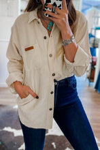 Load image into Gallery viewer, Beige Corduroy Buttoned Front Pocketed Shacket