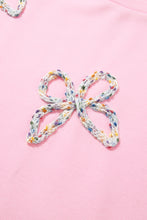 Load image into Gallery viewer, Light Pink Embroidered Bow Lantern Sleeve Oversized Pullover Sweatshirt