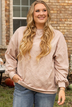 Load image into Gallery viewer, Parchment Plus Size Textured Drop Shoulder Crew Neck Sweatshirt