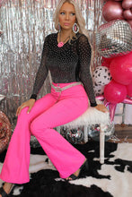 Load image into Gallery viewer, Black Rhinestone Embellished Mesh Long Sleeve Bodysuit