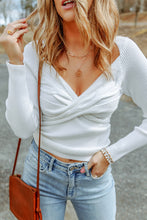 Load image into Gallery viewer, Cable Crossed V Neck Sweater