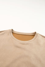 Load image into Gallery viewer, Khaki Piping Trim Long Sleeve Terry Shorts Set