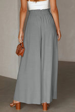 Load image into Gallery viewer, Gray Drawstring Smocked High Waist Wide Leg Pants
