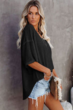 Load image into Gallery viewer, White Waffle Knit Drop Shoulder Loose Top