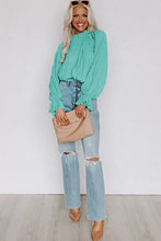 Load image into Gallery viewer, Striking Pleated Flared Cuff Long Sleeve Blouse