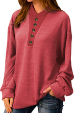Load image into Gallery viewer, Red Plain Buttoned Henley Sweatshirt