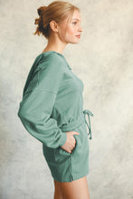 Load image into Gallery viewer, Blue French Terry Hoodie Romper