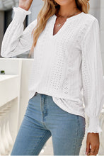 Load image into Gallery viewer, White Split Neck Textured Loose Blouse