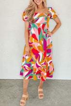 Load image into Gallery viewer, Abstract Print Square Neck Flowy Midi Dress
