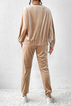 Load image into Gallery viewer, Parchment Velvet Zipped Top and Joggers Two Piece Set