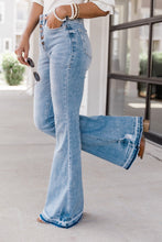 Load image into Gallery viewer, High Waist Buttoned Distressed Flared Jeans