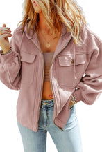 Load image into Gallery viewer, Flap Pocket Drawstring Hood Zip Up Jacket