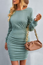 Load image into Gallery viewer, Green Long Sleeve Textured Knit Bodycon Dress
