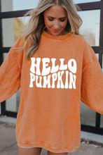 Load image into Gallery viewer, Orange HELLO PUMPKIN Letter Graphic Corded Sweatshirt