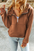 Load image into Gallery viewer, Quarter Zip Kangaroo Pocket Hoodie