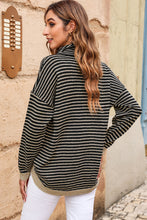 Load image into Gallery viewer, Black Striped Turtleneck Loose Sweater
