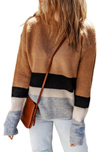 Load image into Gallery viewer, Color Block Striped Ribbed Knit Sweater