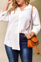 Load image into Gallery viewer, White Plus Size Linen Textured Button Up Shirt