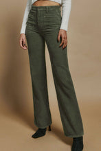 Load image into Gallery viewer, Green High Waist Square Pockets Corduroy Pants