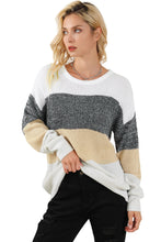 Load image into Gallery viewer, Multicolour Color Block Drop Shoulder Knit Sweater