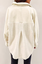 Load image into Gallery viewer, Beige Button-Up Stitching Pocket Raw Hem Shacket