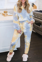 Load image into Gallery viewer, Multicolor Tie Dye Henley Top and Drawstring Pants Outfit
