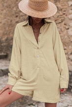 Load image into Gallery viewer, Half Button Shirt Collar Long Sleeve Loose Romper
