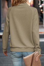 Load image into Gallery viewer, Apricot Quilted Buttoned Neckline Stand Neck Pullover Sweatshirt