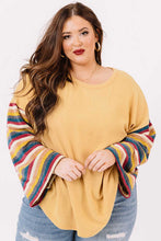 Load image into Gallery viewer, Yellow Serape Striped Bell Sleeve Plus Size Top