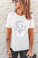 Load image into Gallery viewer, White Cute Santa Claus Graphic Casual Tee
