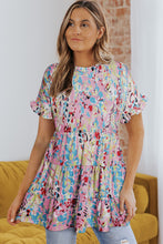 Load image into Gallery viewer, Floral Print Ruffle Sleeve Babydoll Top