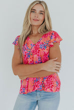 Load image into Gallery viewer, Leopard Print V Neck Flutter Sleeve Blouse