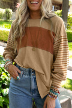 Load image into Gallery viewer, Flaxen Colorblock Striped Bishop Sleeve Top