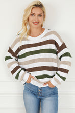 Load image into Gallery viewer, Stripe Crochet Hollow out Knit Sweater