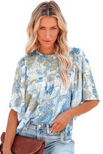 Load image into Gallery viewer, Paisley Print Wide Sleeves Loose Blouse