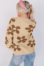 Load image into Gallery viewer, Parchment Big Flower Knit Ribbed Trim Sweater
