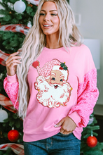 Load image into Gallery viewer, Pink Shiny Father Christmas Graphic Sequin Long Sleeve Top