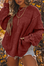 Load image into Gallery viewer, Red Exposed Seam Twist Open Back Oversized Sweatshirt