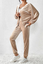 Load image into Gallery viewer, Parchment Velvet Zipped Top and Joggers Two Piece Set