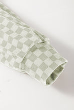 Load image into Gallery viewer, Green Checkered Print Kangaroo Pocket Drawstring Hoodie