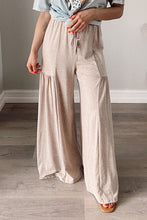 Load image into Gallery viewer, Khaki Drawstring Pleated Wide Leg Pants

