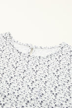 Load image into Gallery viewer, Black Floral Printed Crinkled Ruffled Bubble Sleeve Blouse