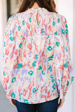 Load image into Gallery viewer, Multicolor Printed Frilled Neck Smocked Loose Blouse
