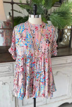 Load image into Gallery viewer, Floral Print Ruffle Sleeve Babydoll Top
