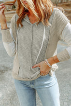 Load image into Gallery viewer, Long Sleeve Textured Knit Patchwork Hoodie